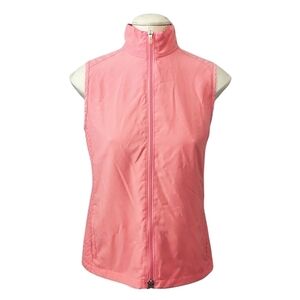 Lady Hagen Womens Coral Pink Golf Side Double Zip Up Vest Pockets Plaid Small